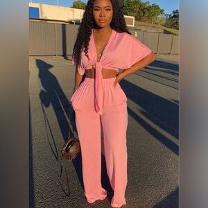 Bubblegum Pink Crop top & Pants Set